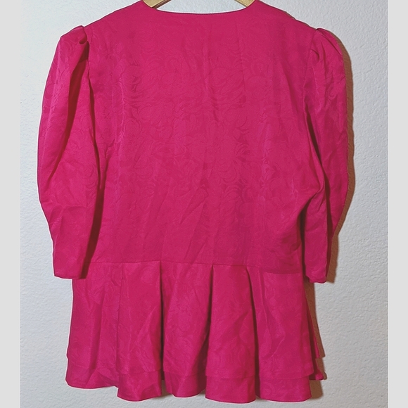 VTG 80s Pink Jacquard Blouse by Golden Gate - Picture 3 of 16